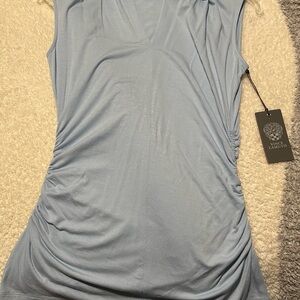 Vince Camuto pale blue Fitted Ruched Tank Top
